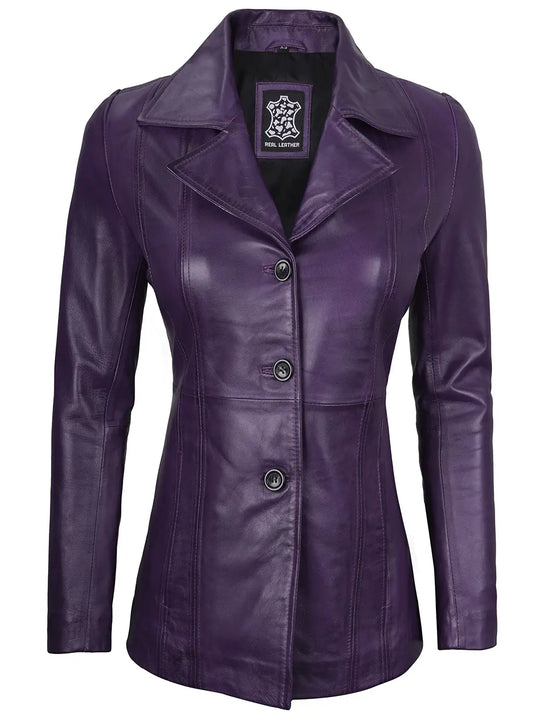 Leather purple blazer