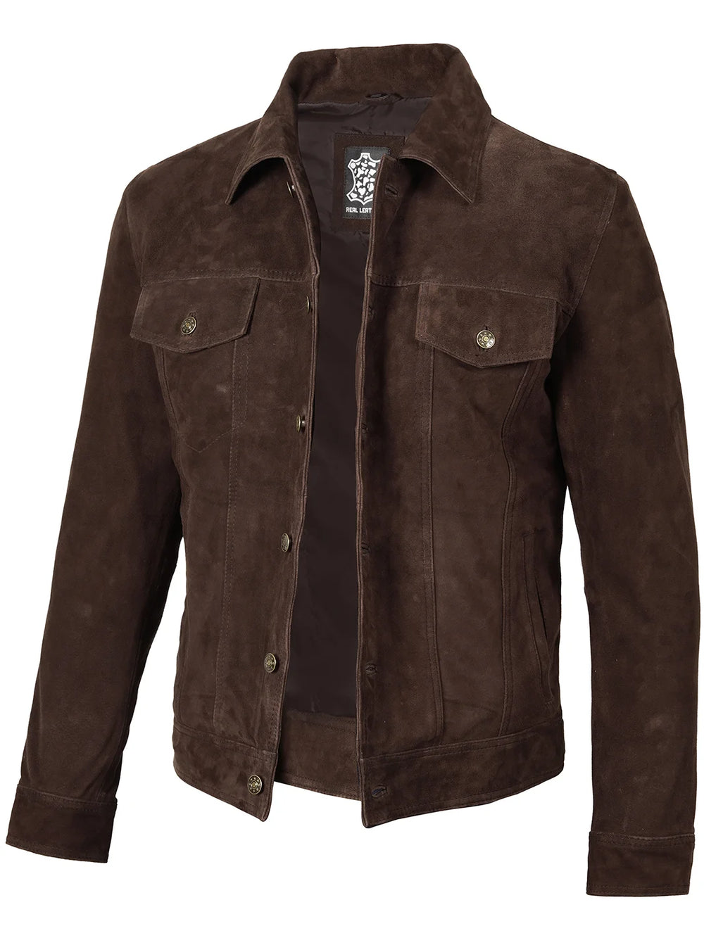 Men's Dark Brown Suede Trucker Jacket – Decrum