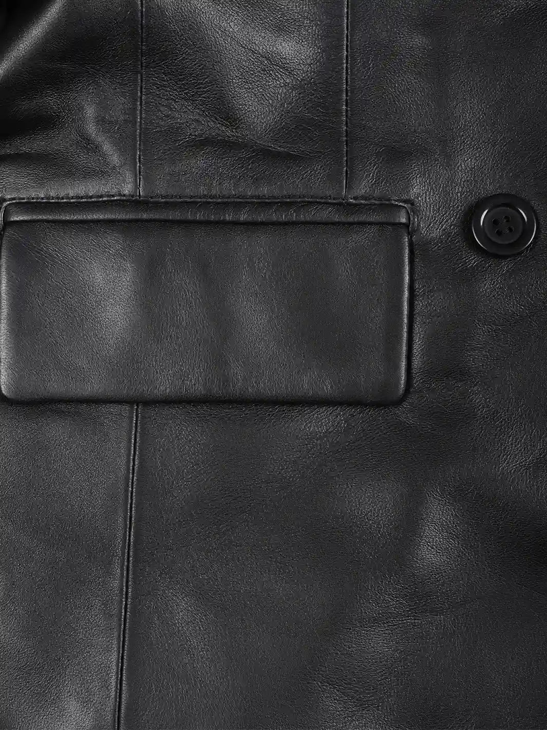 Luxury Black Double Breasted Leather Blazer for Women