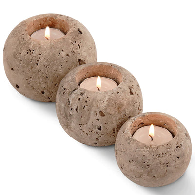 Travertine Marble Tealight Candle Holders Set of 3