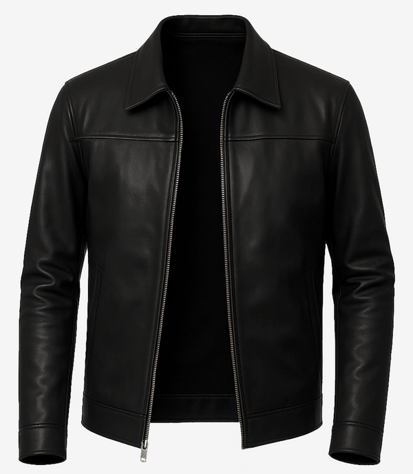 Mark Mens Harrington Black Lambskin Leather Jacket