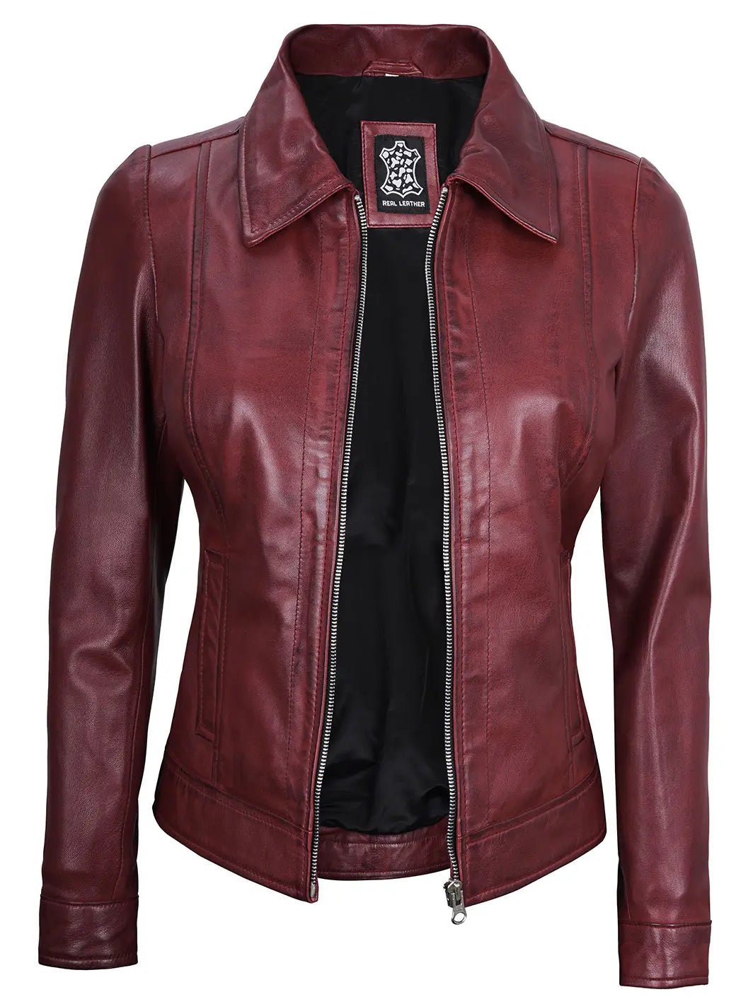 Maroon leather jacket