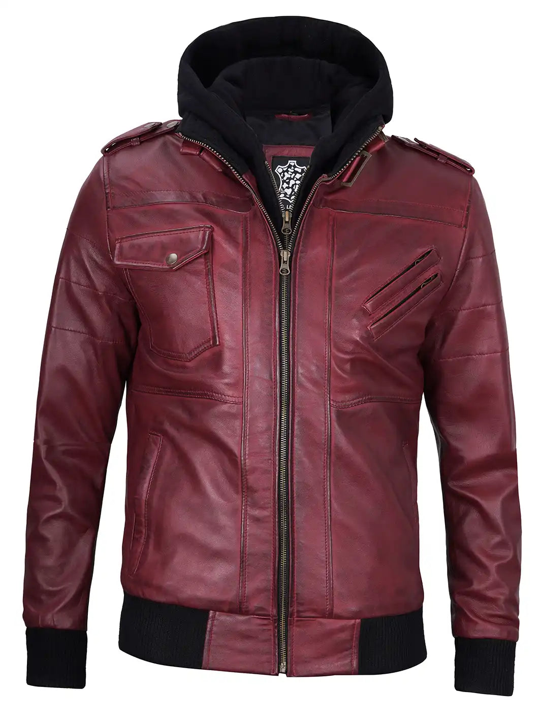 Maroon leather jacket