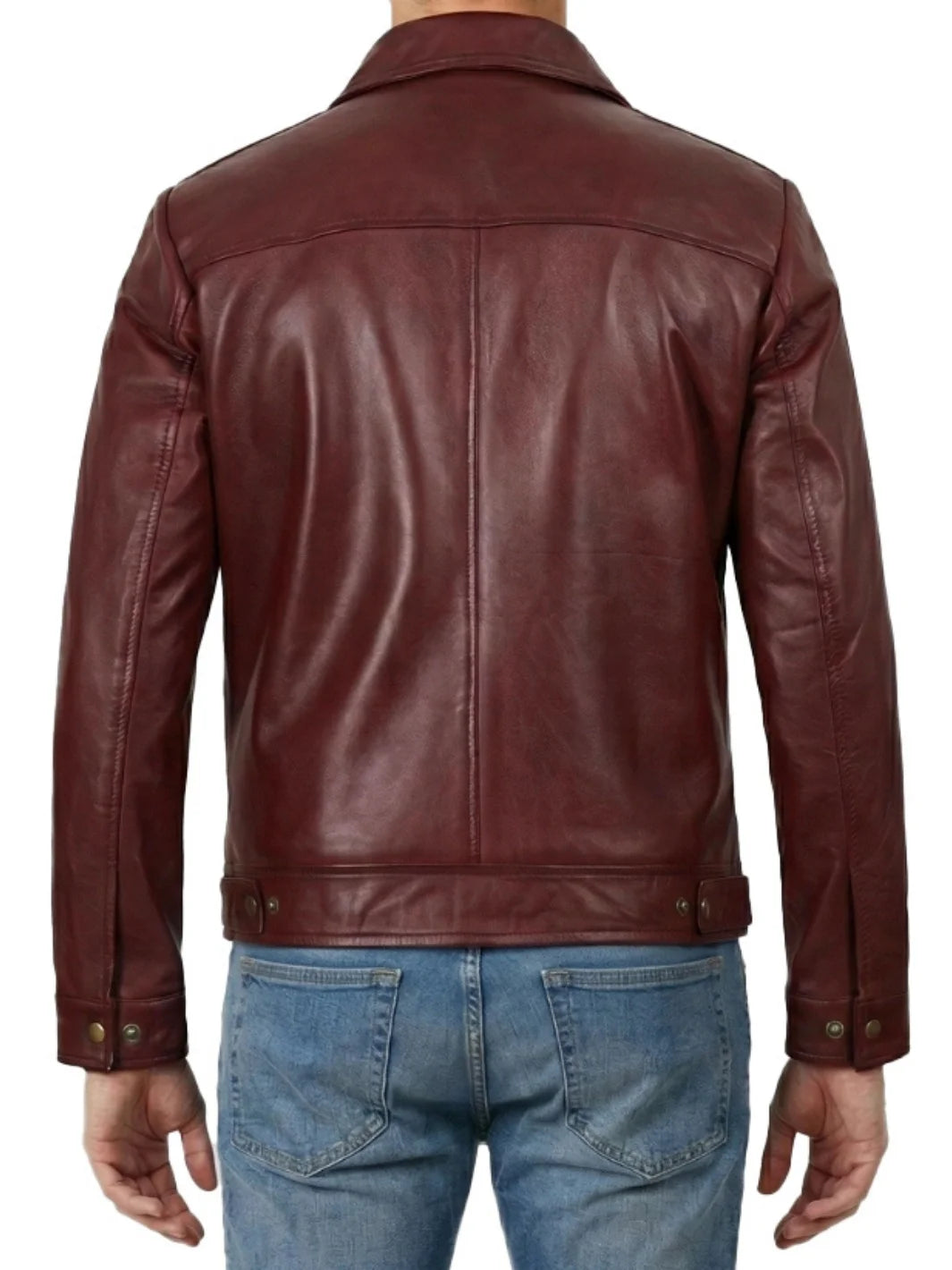 ジャケット・アウター Rum &Ram Men's Burgundy Wax Harrington Style Leather Jacket – Decrum