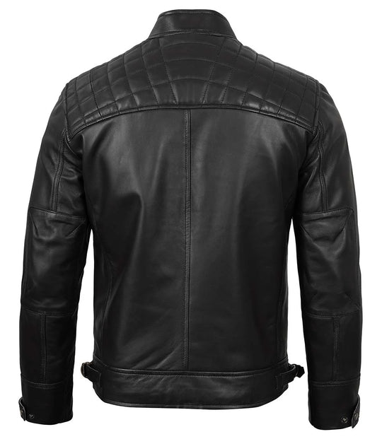Men Black Biker Leather Jacket