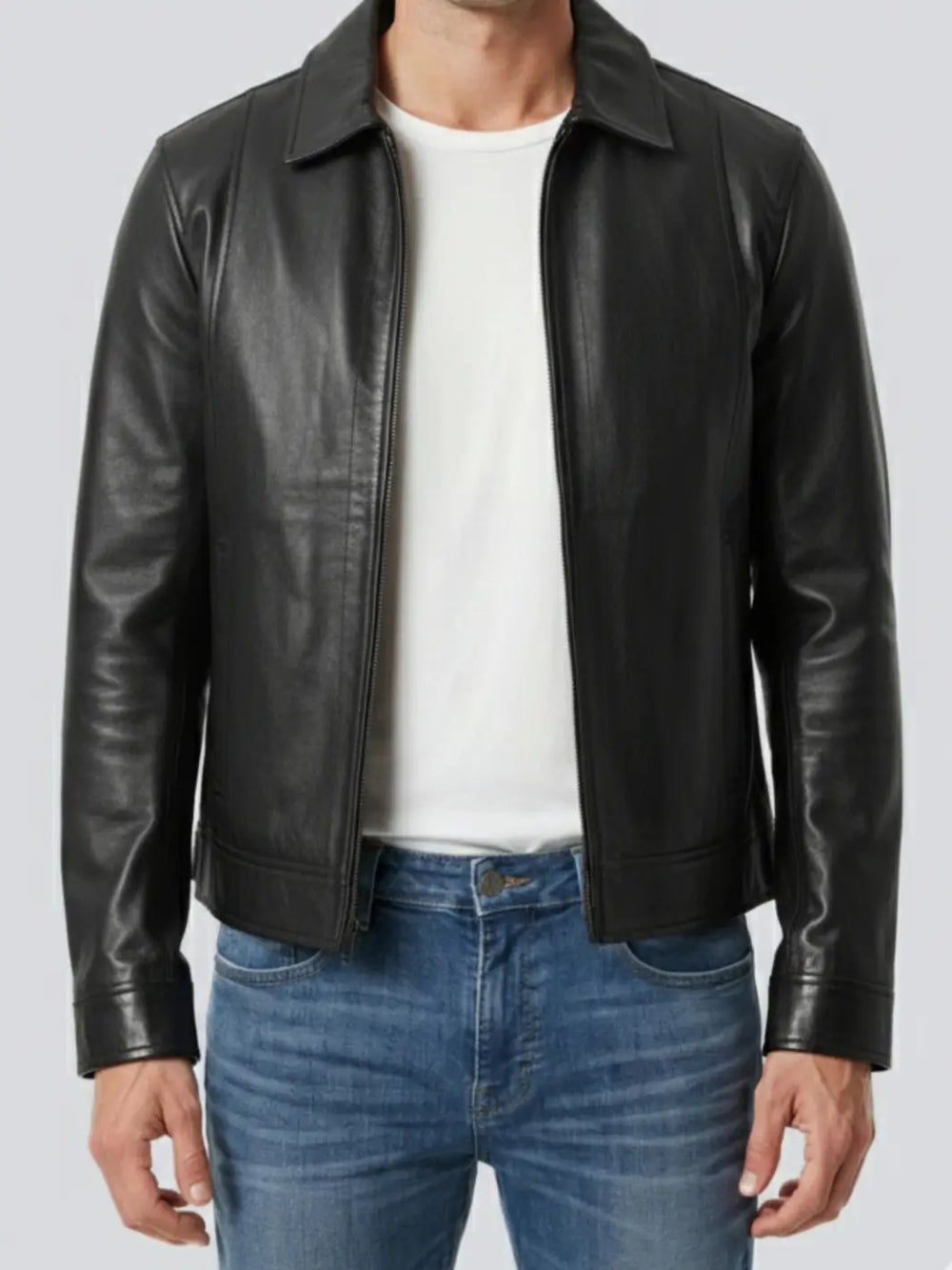 Men's Vintage Cafe Racer Jacket Black Genuine Lambskin Leather
