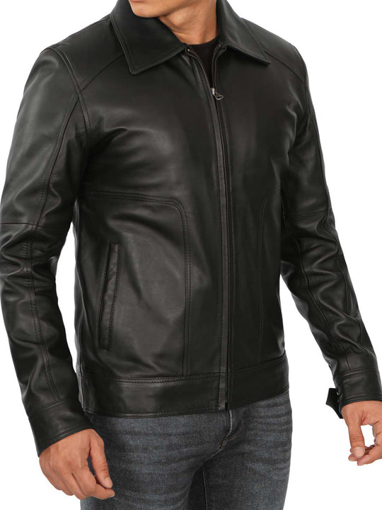 Mens black leather jackets