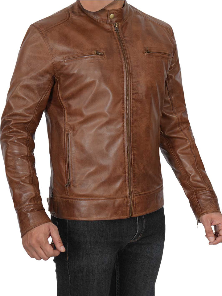 Mens Cafe Racer Leather Jacket