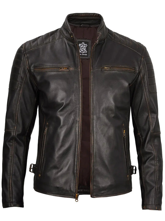 Mens Cafe Racer Leather Jacket