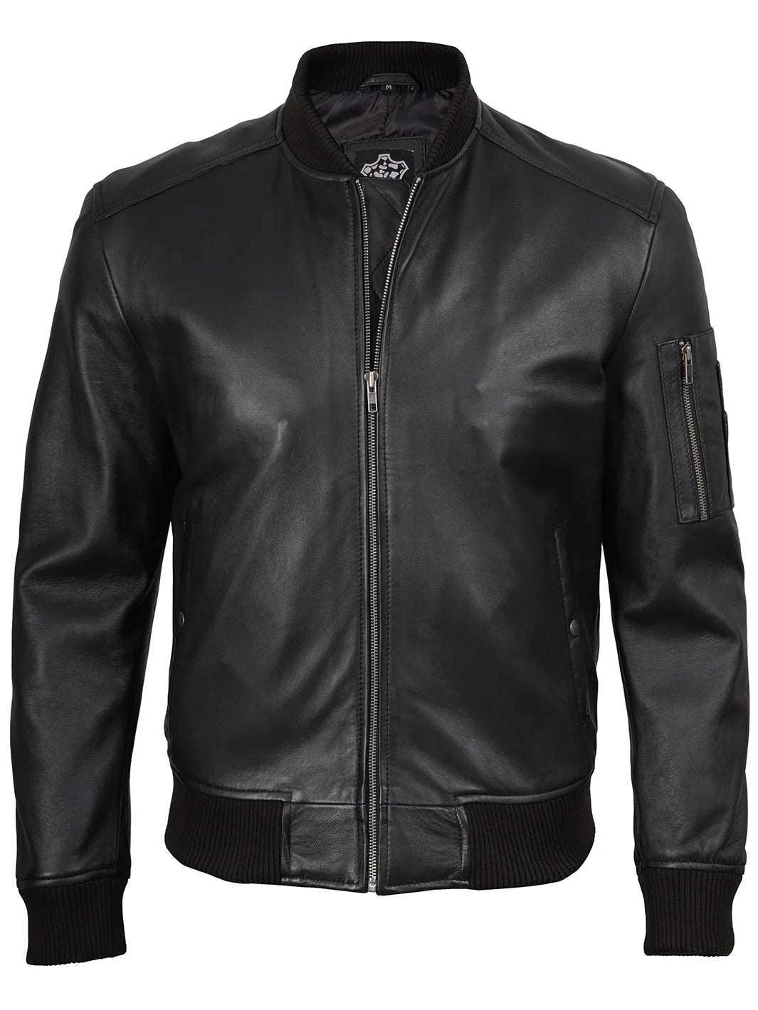 Mens Black Bomber Real Leather Jacket