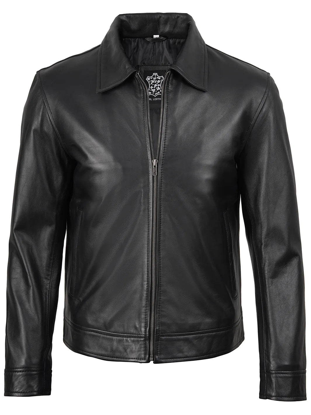 Mens Black Classic Harrington Leather Jacket