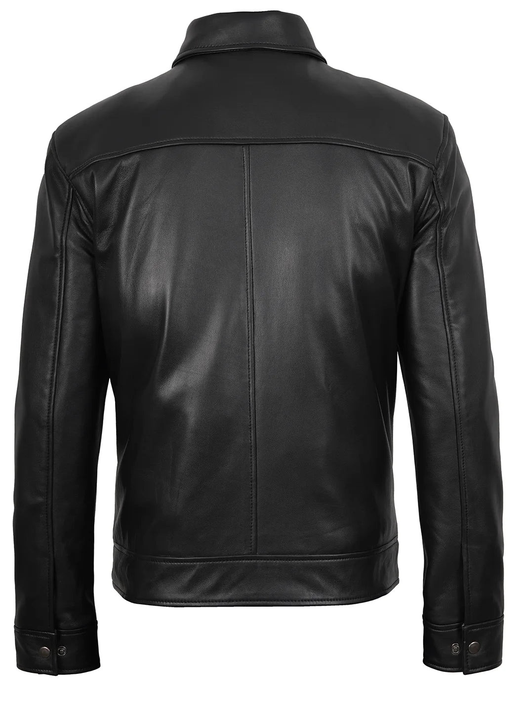 Mens Black Real Leather Jacket Harrington