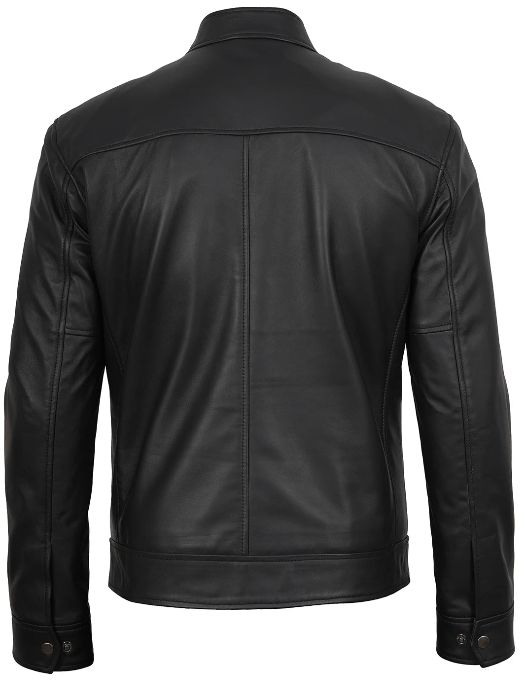 Mens Black Leather Jacket Cafe Racer Style
