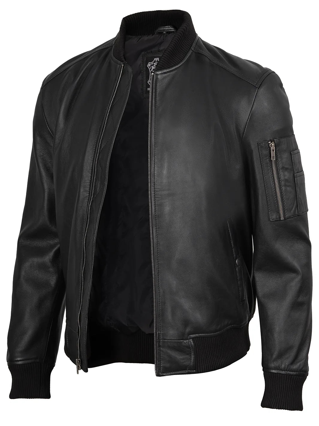 Bryan Mens Black Real Lambskin Bomber Leather Jacket