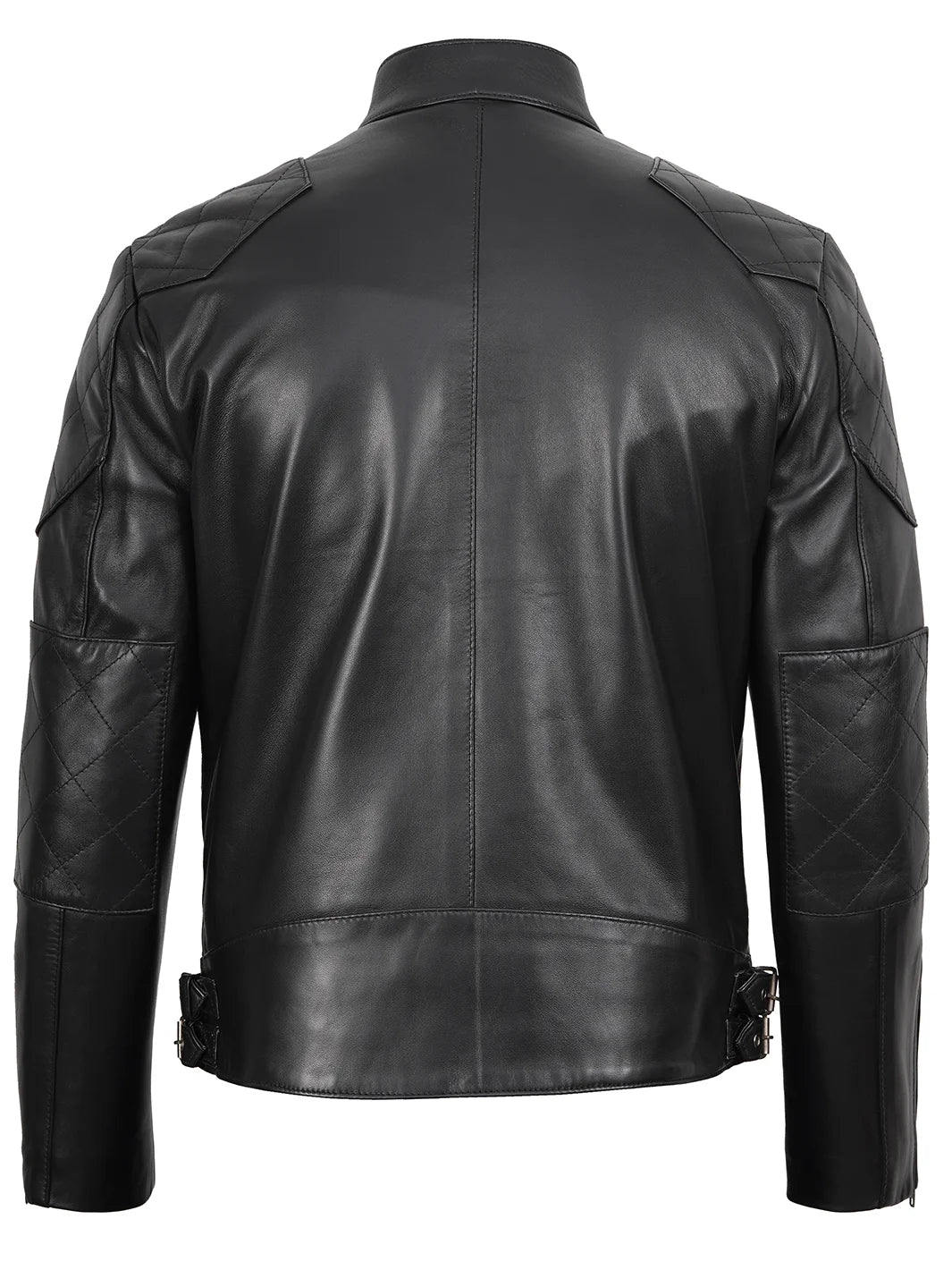 Mens Black Real Leather Jacket Cafe Racer