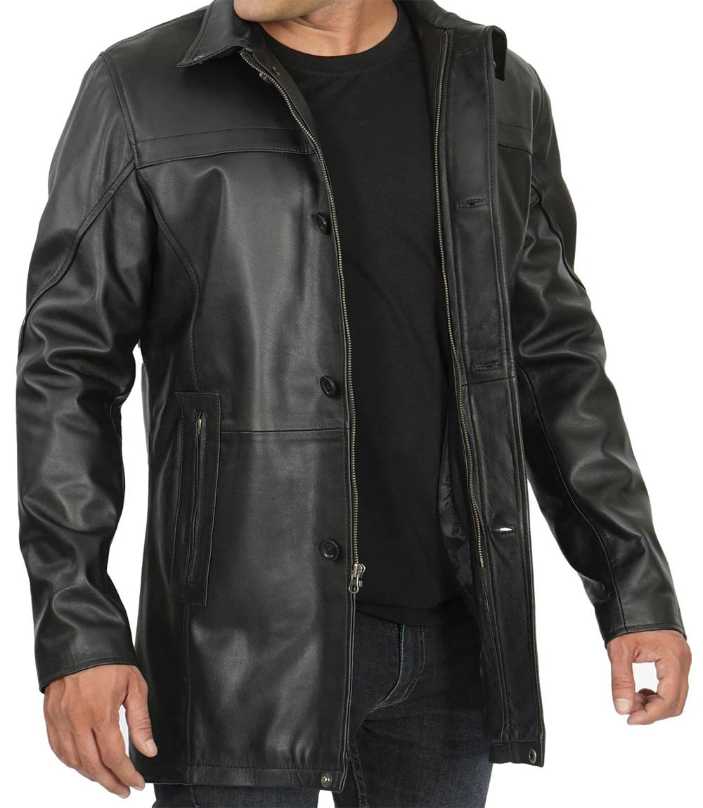 Mens Black Real Leather Jackets