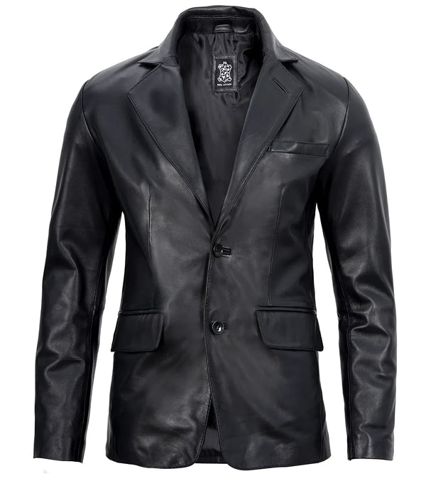 Men's Black 3/4 Length Lambskin Leather Coat – Decrum