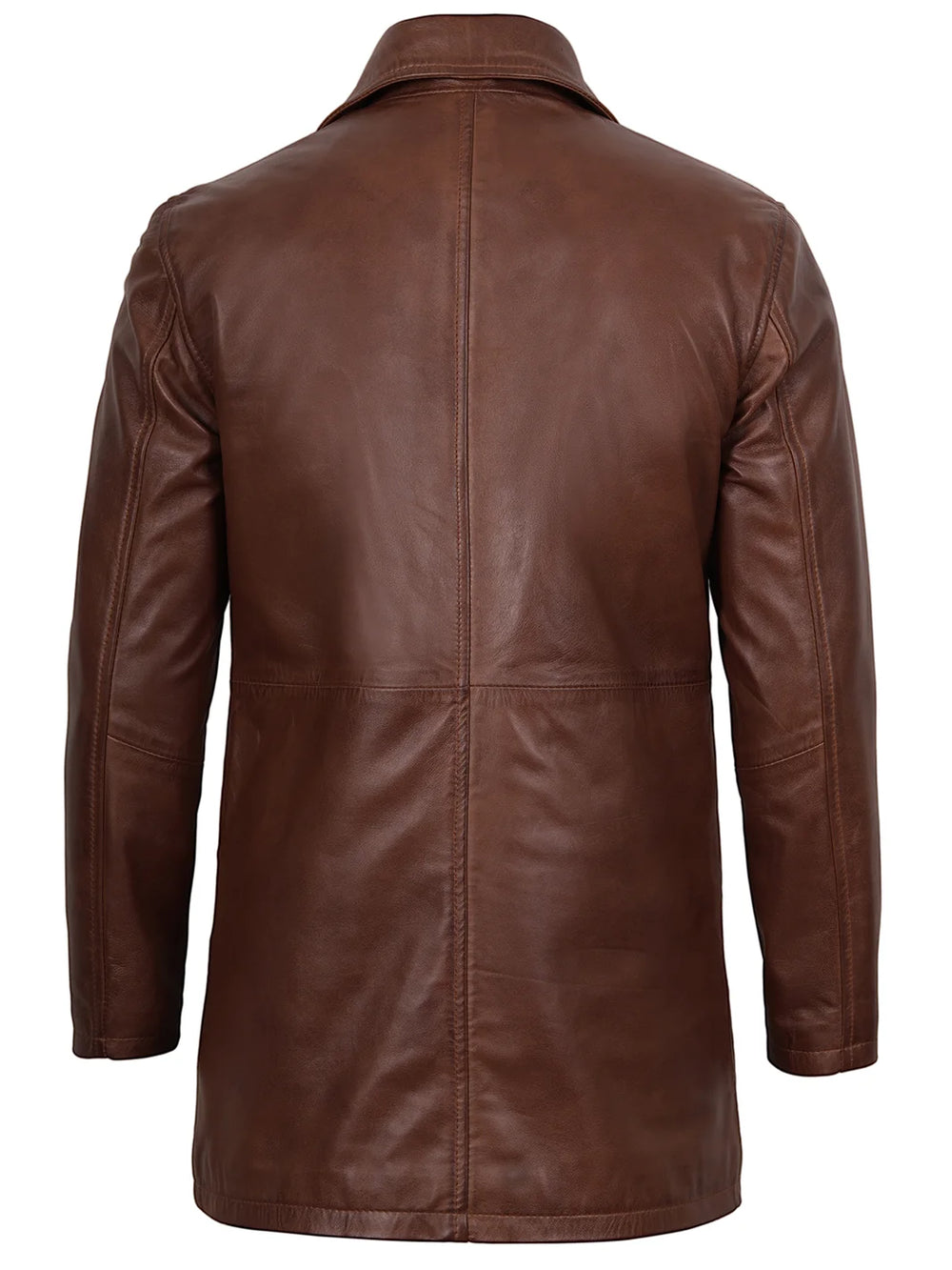 Men's Tan Distressed Leather Car Coat | Vintage and Rugged – Decrum