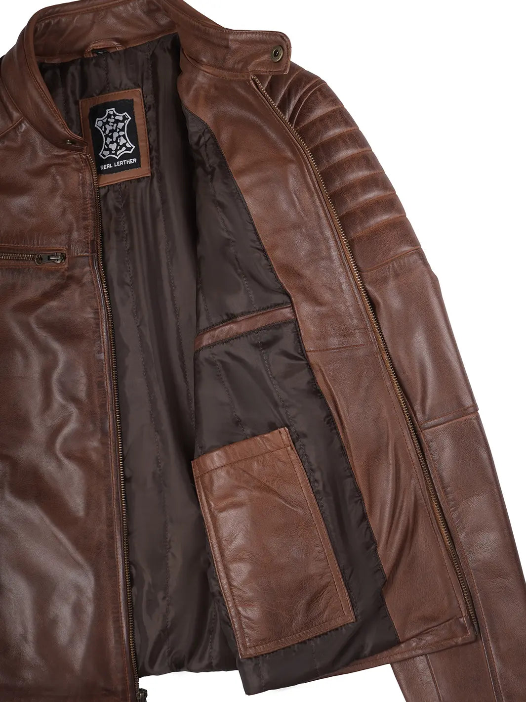 Mens Brown Biker Leather Jacket Felix