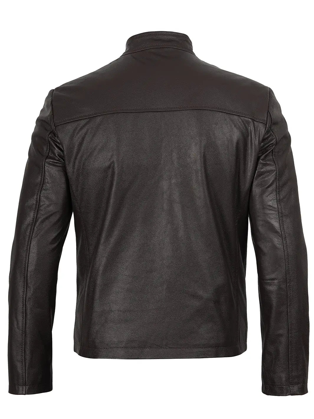 Mens Brown Cowhide Cafe Racer Leather Jacket