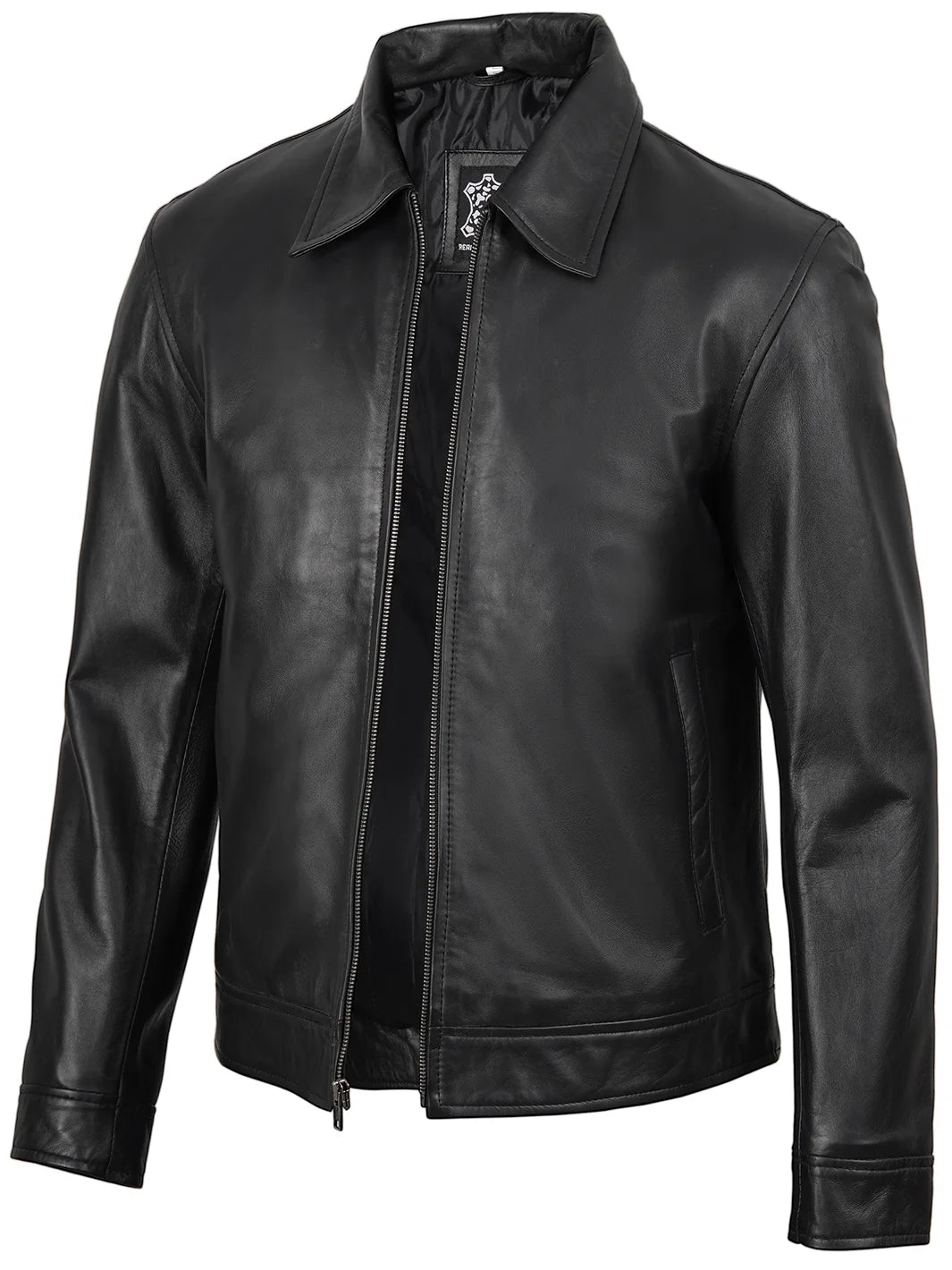 Mens Classic Harrington Black Real Leather Jacket