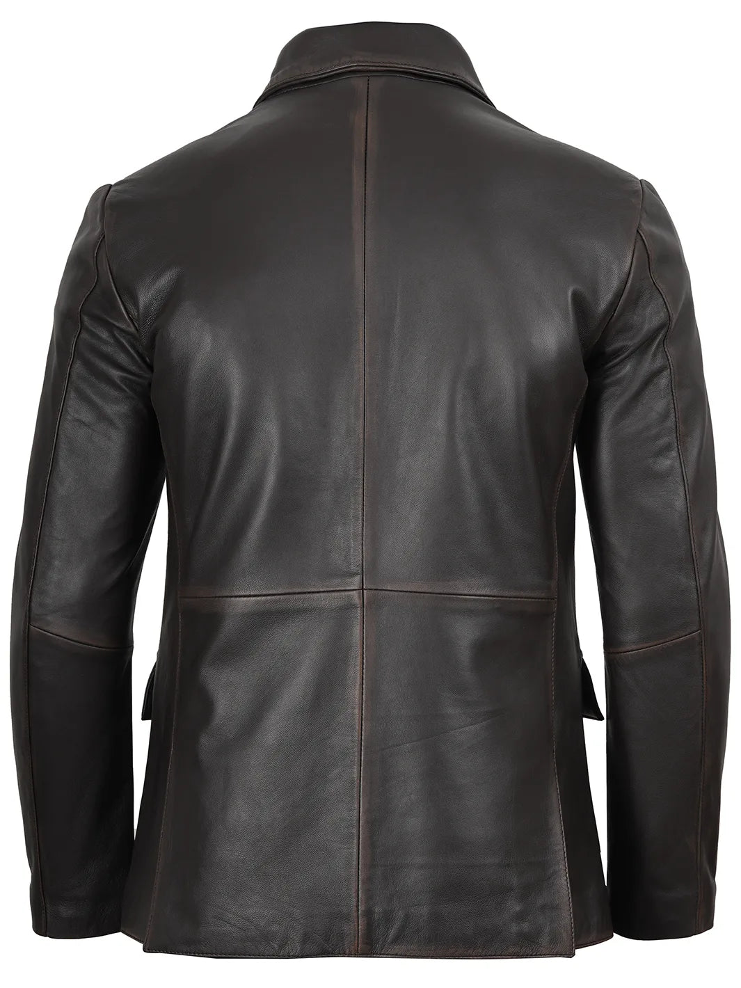 Mens Dark Brown Rub Off Leather Blazer Mens