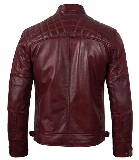 Men's Maroon Biker Jacket