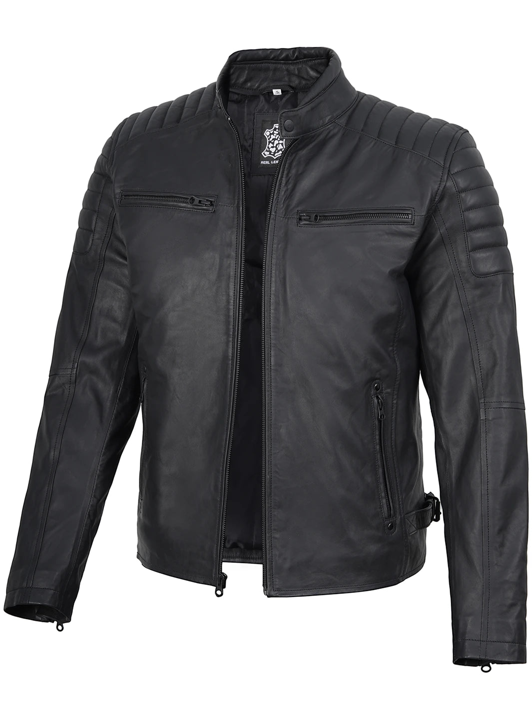 Mens Real Leather Biker Jacket