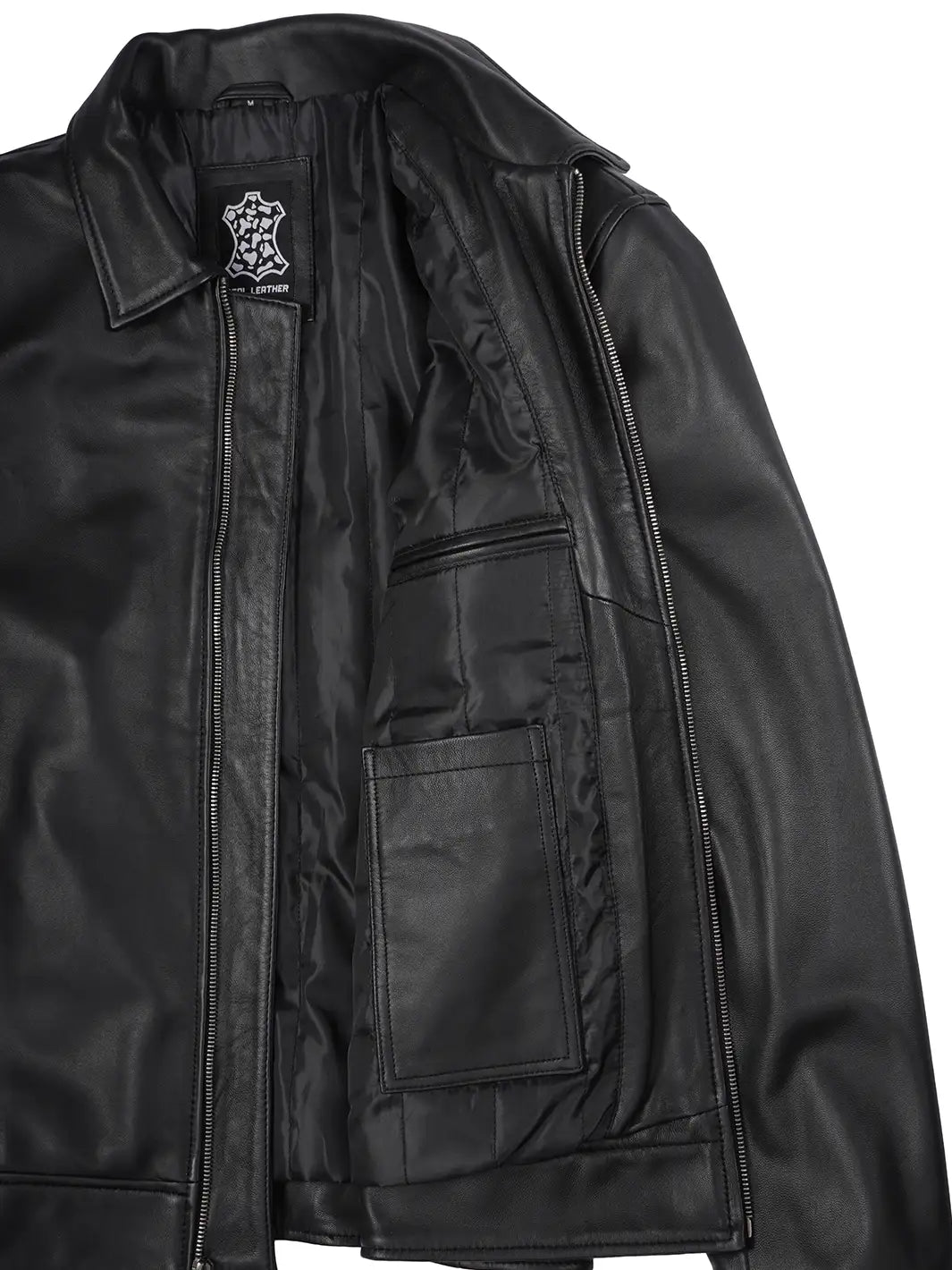 decrumnew Tony Men's Black Harrington Real Leather Jacket