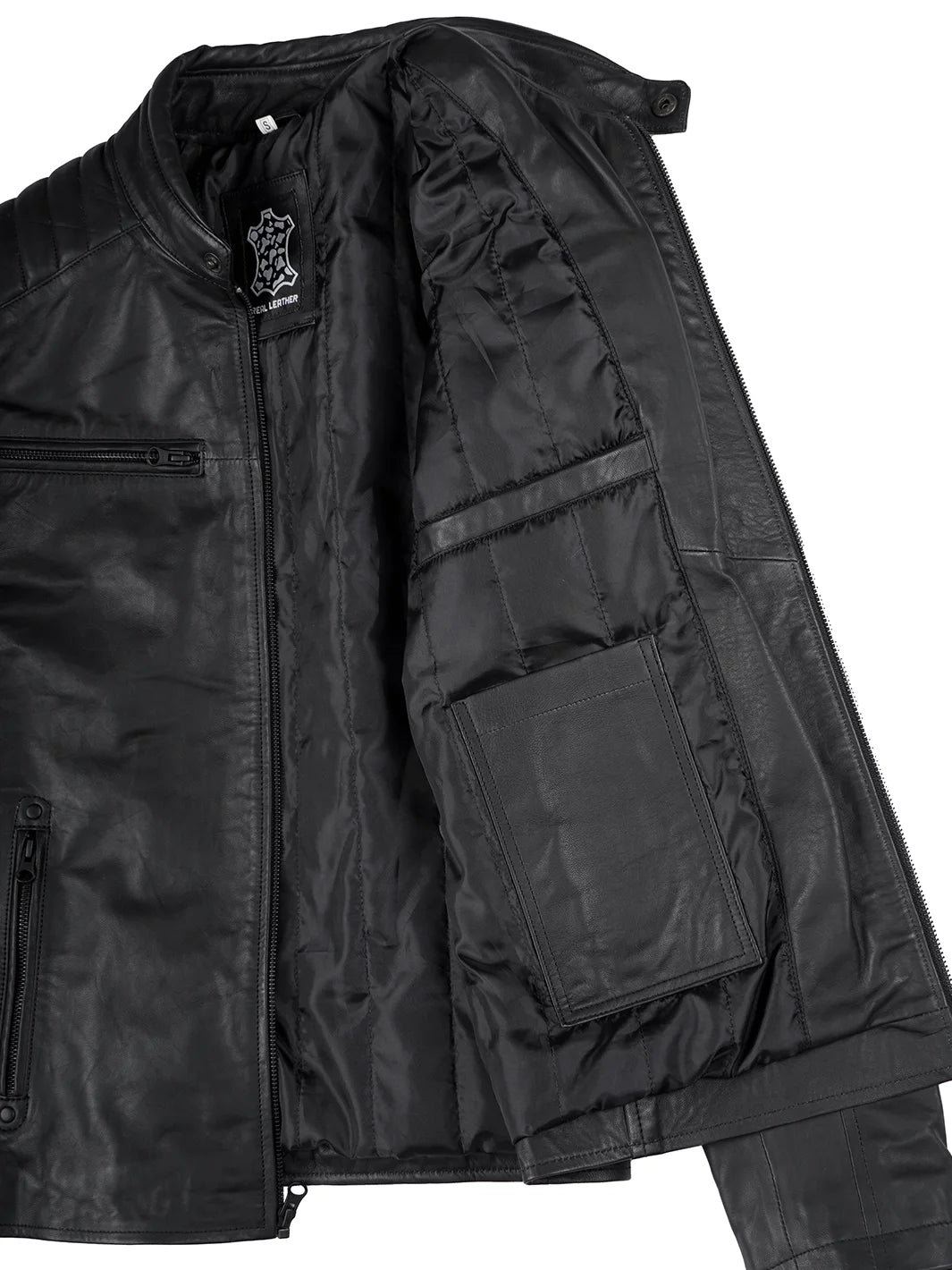 Mens Real Leather Jacket Cafe Racer