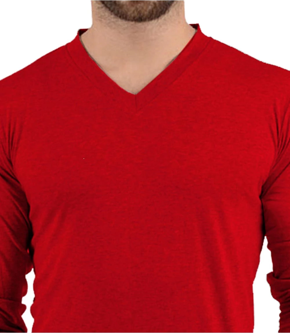 Mens red long sleeve v neck shirt