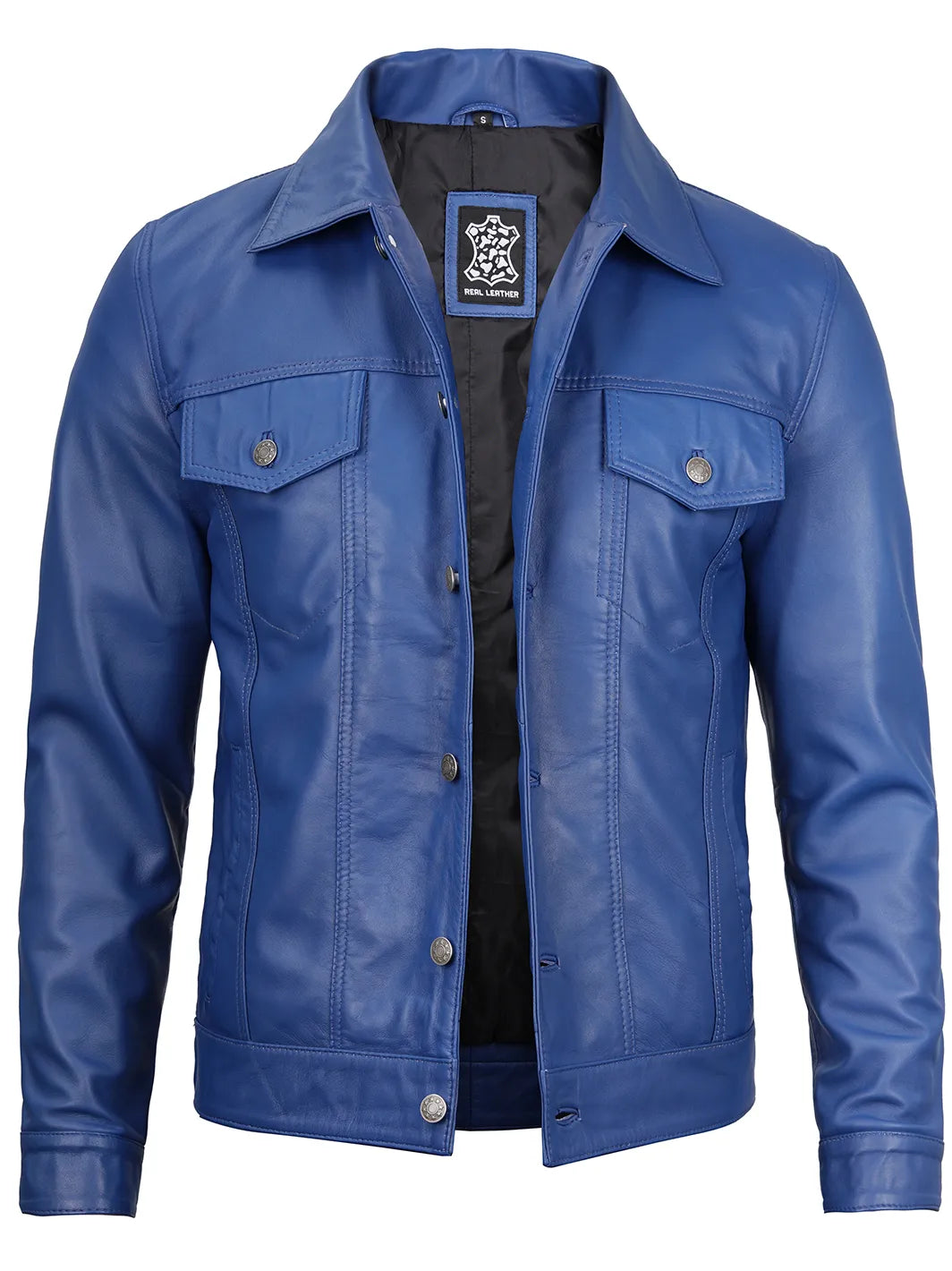 Mens blue leather jacket