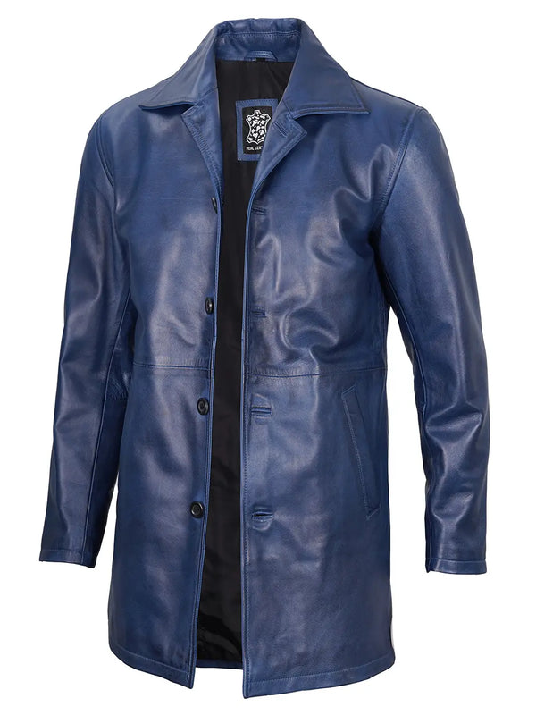 Mens blue wax car coat