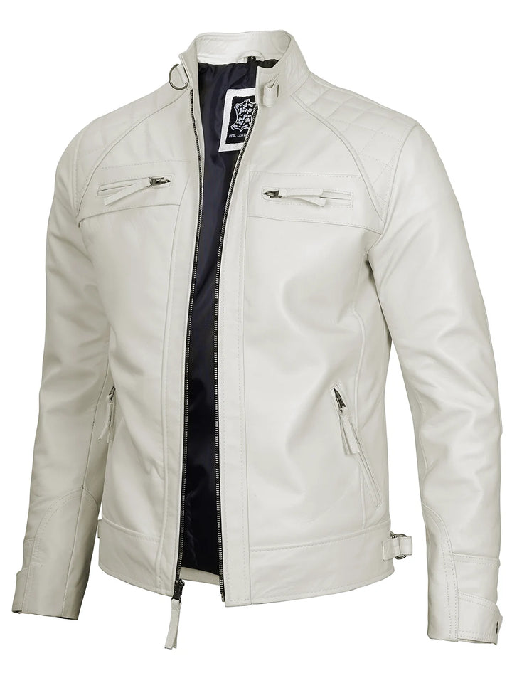 Mens cafe racer leather jacket