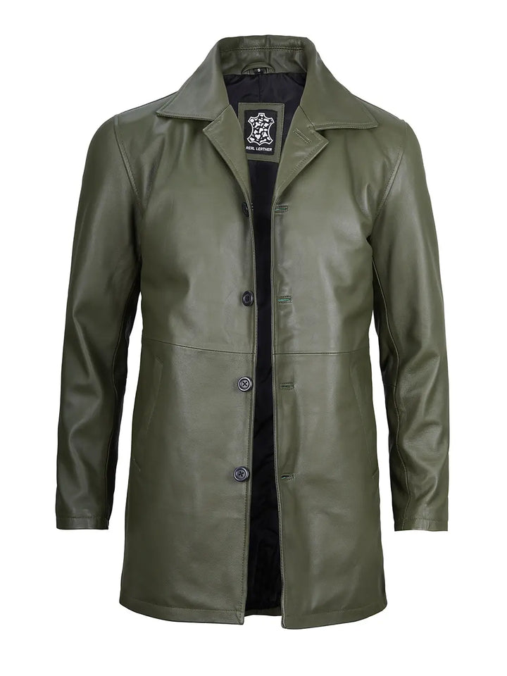 Mens leather car coat