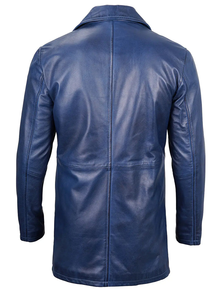 Mens leather car coat