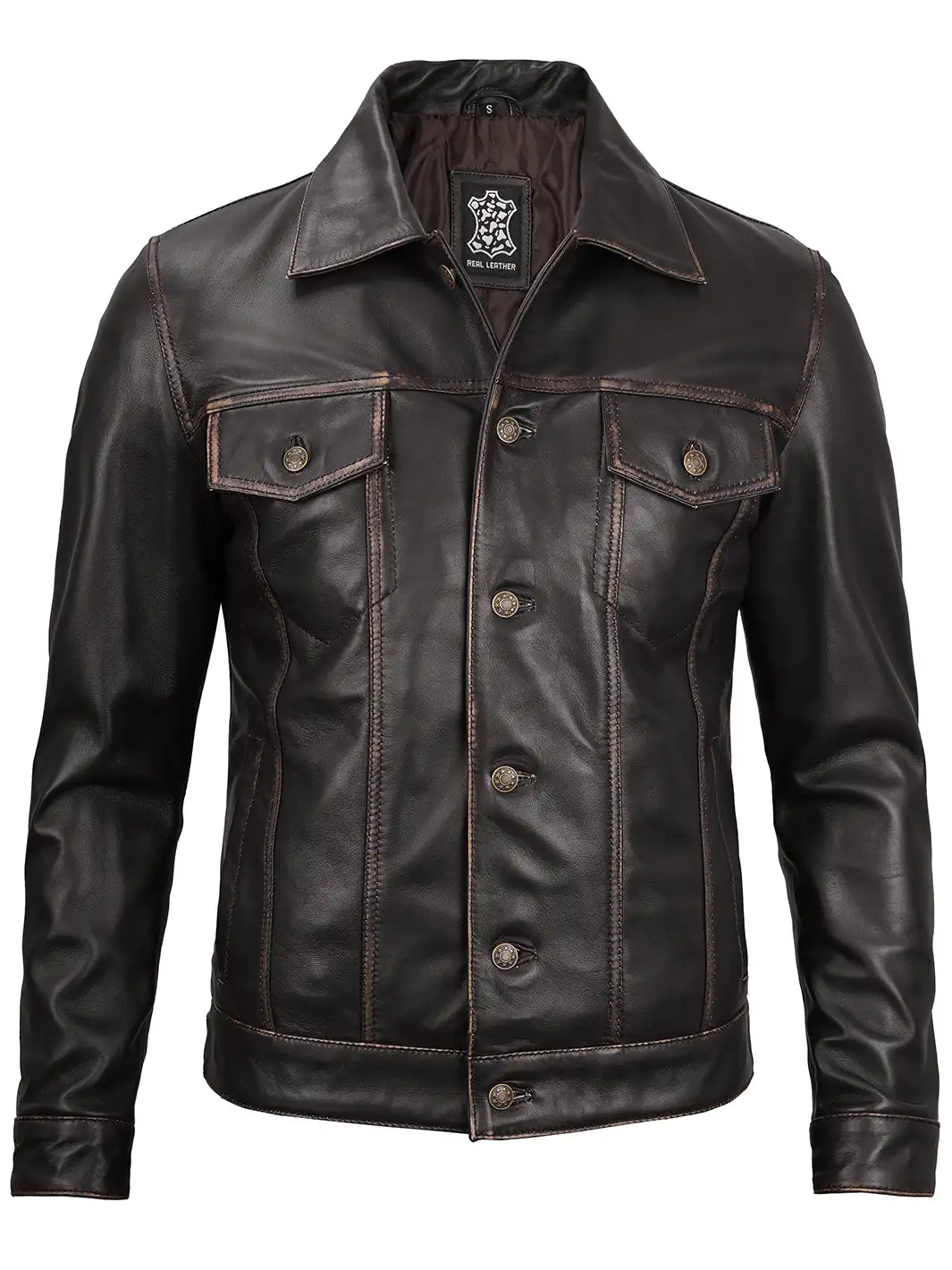 Mens real leather jacket