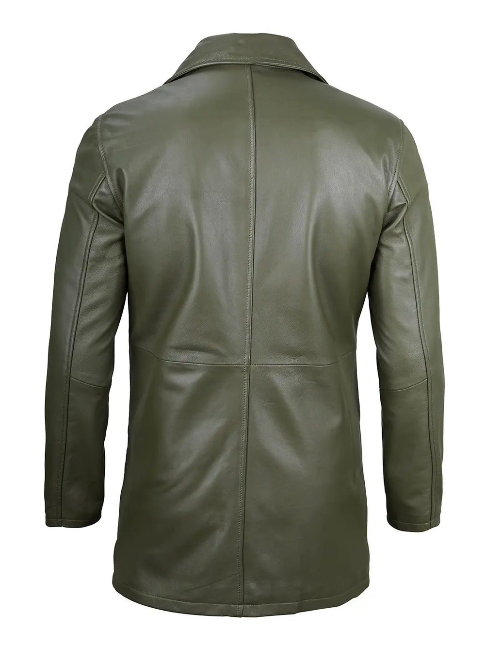 Military green leather car coat