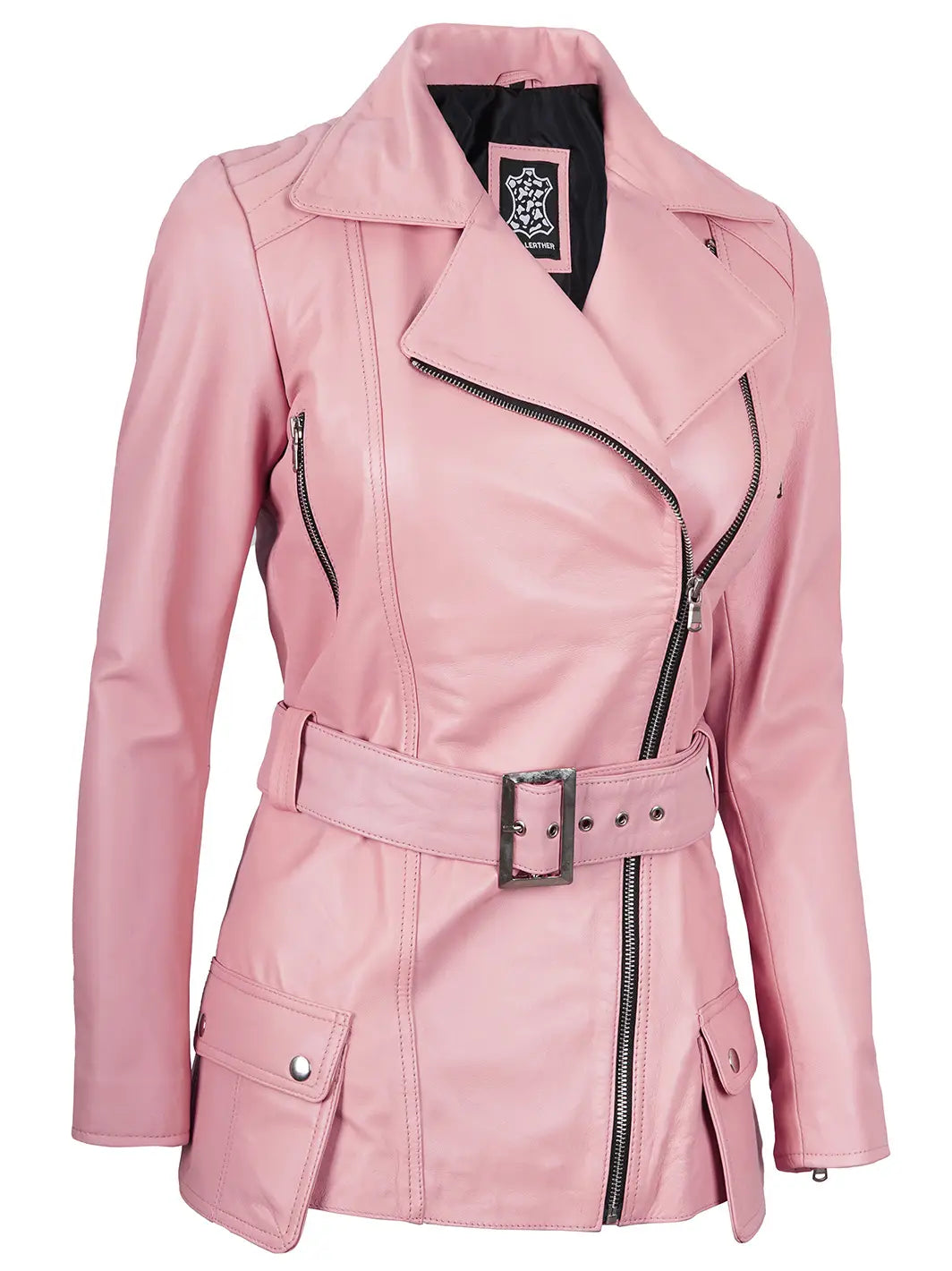 PInk leather biker jacket