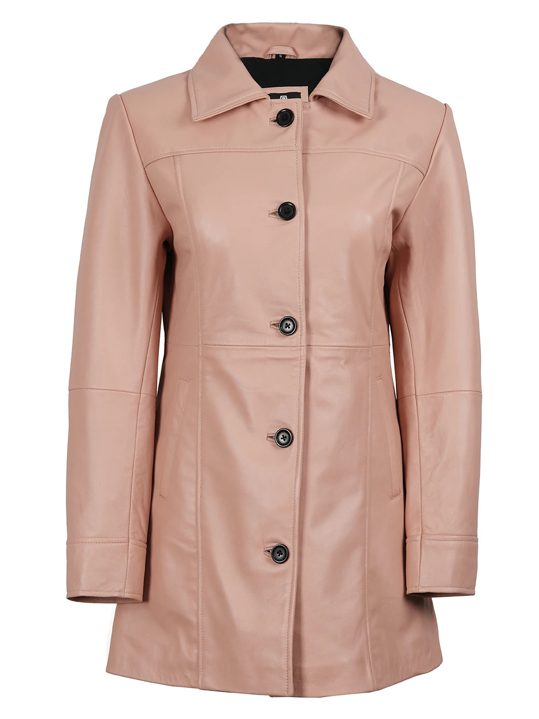 Pink Real Leather Car Coats Womens