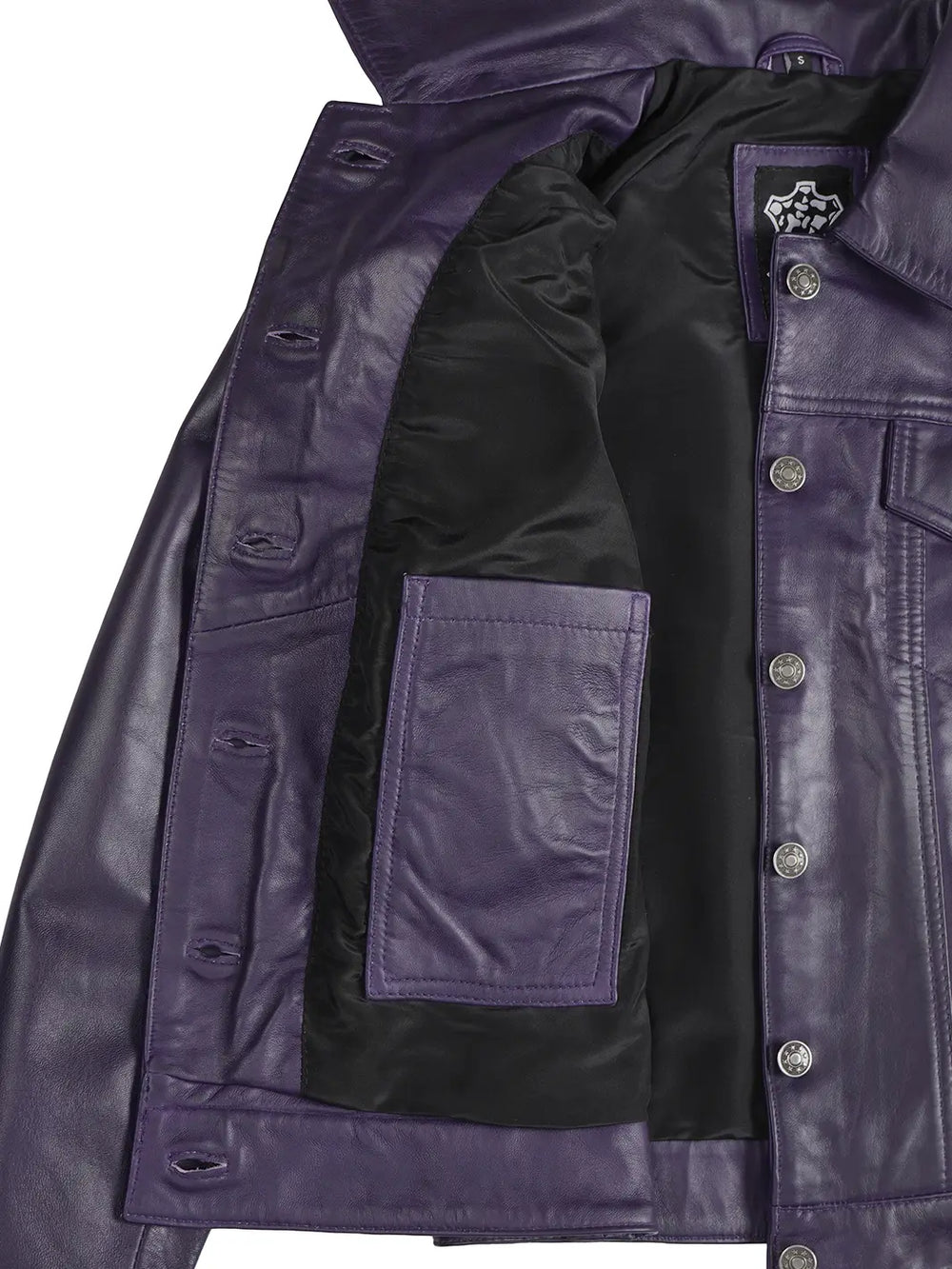 Fernando Womens Purple Wax Leather Trucker Jacket