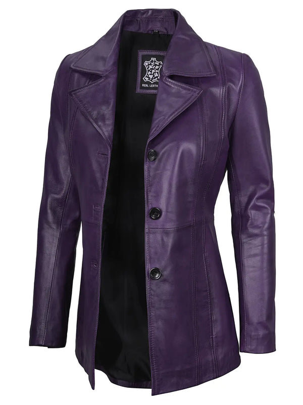 Purple leather blazer