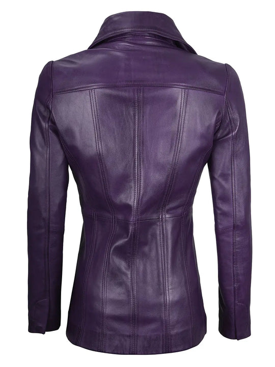 Purple leather blazer women