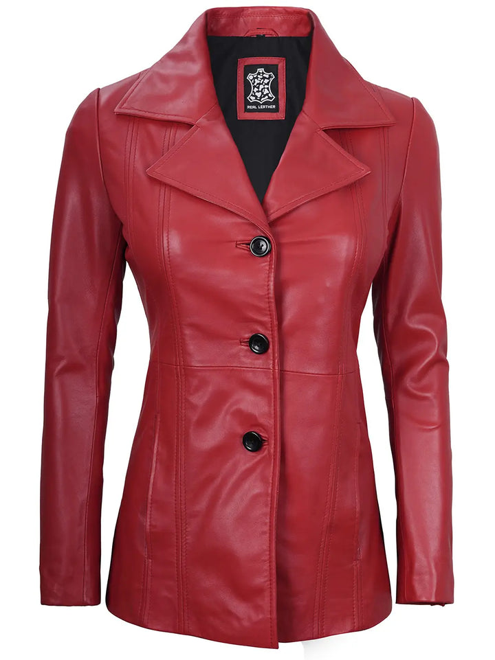 Red leather blazer