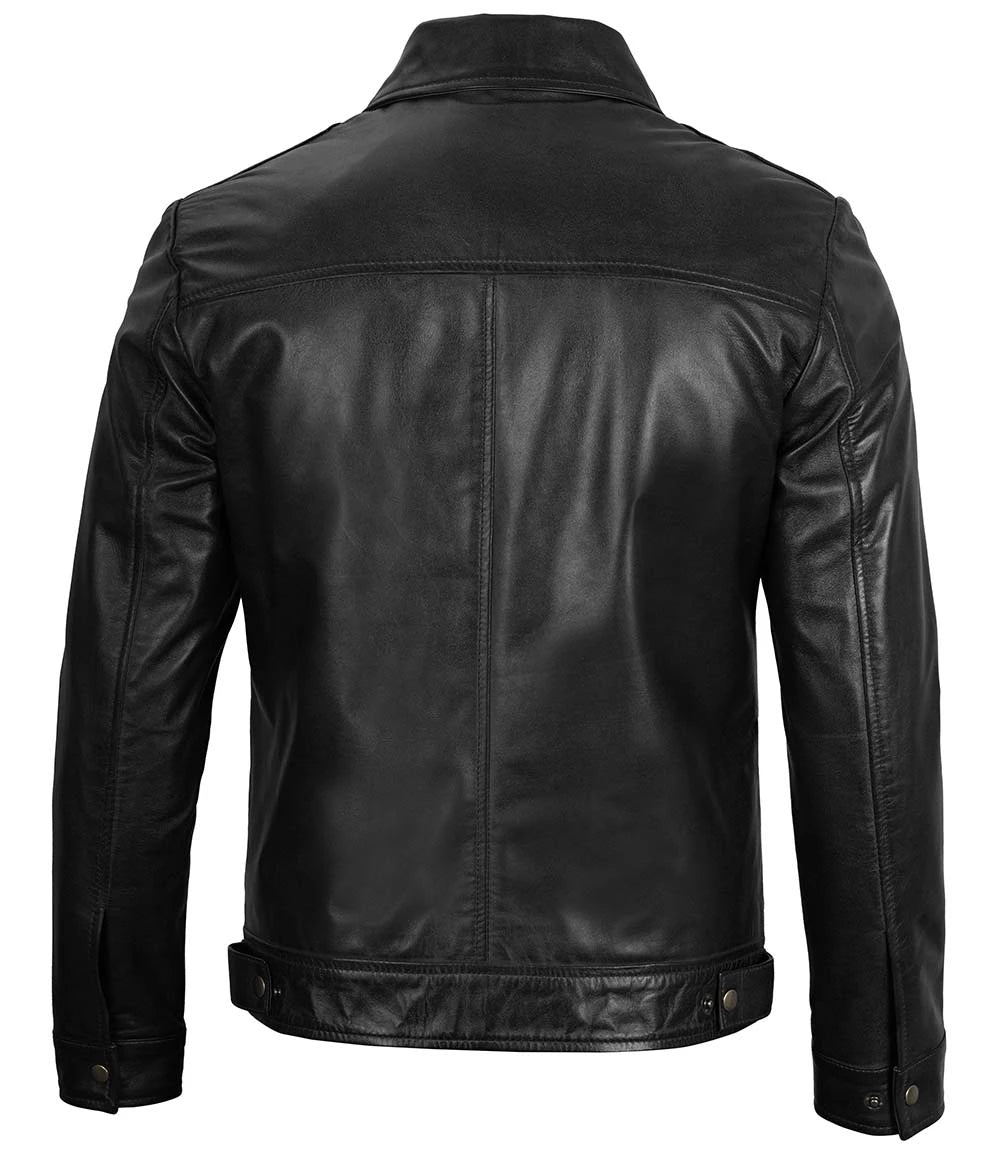 reeves mens black leather jacket