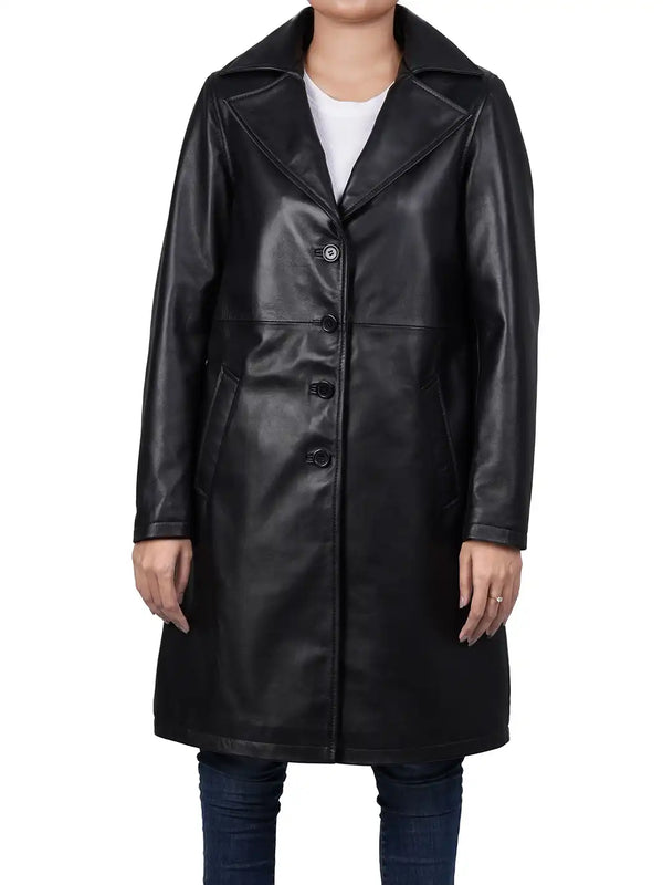 Relax fit women leather coat