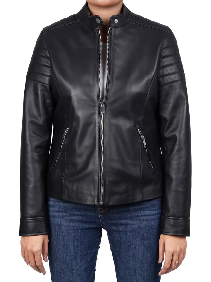 Relax fit womens leather jacket