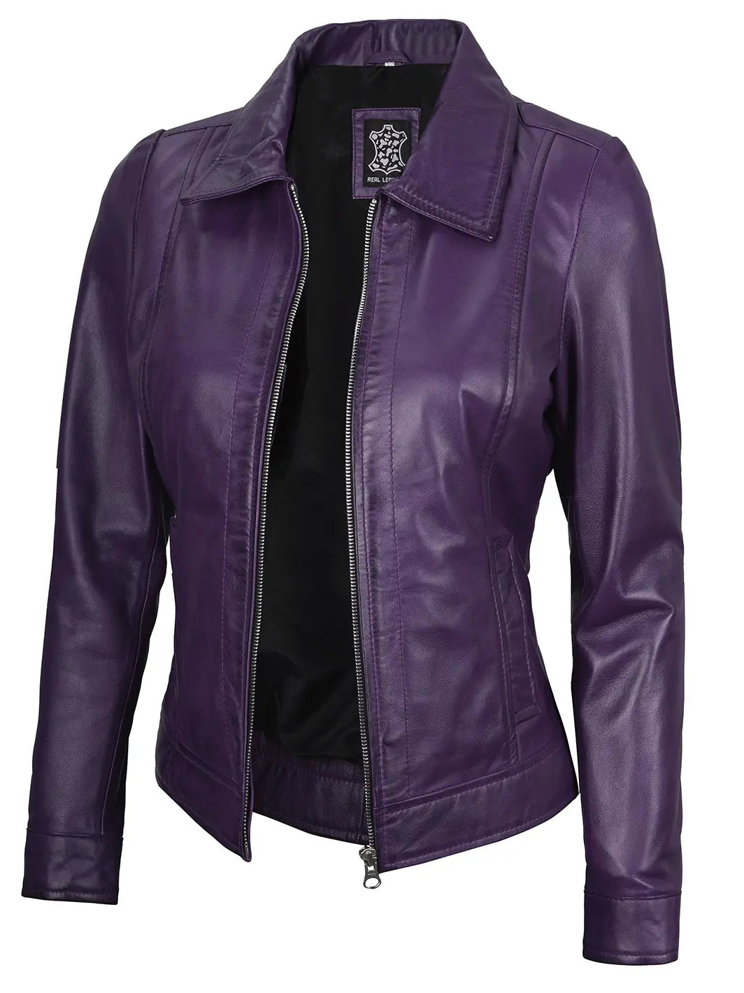 Shirt collar women purple jacket