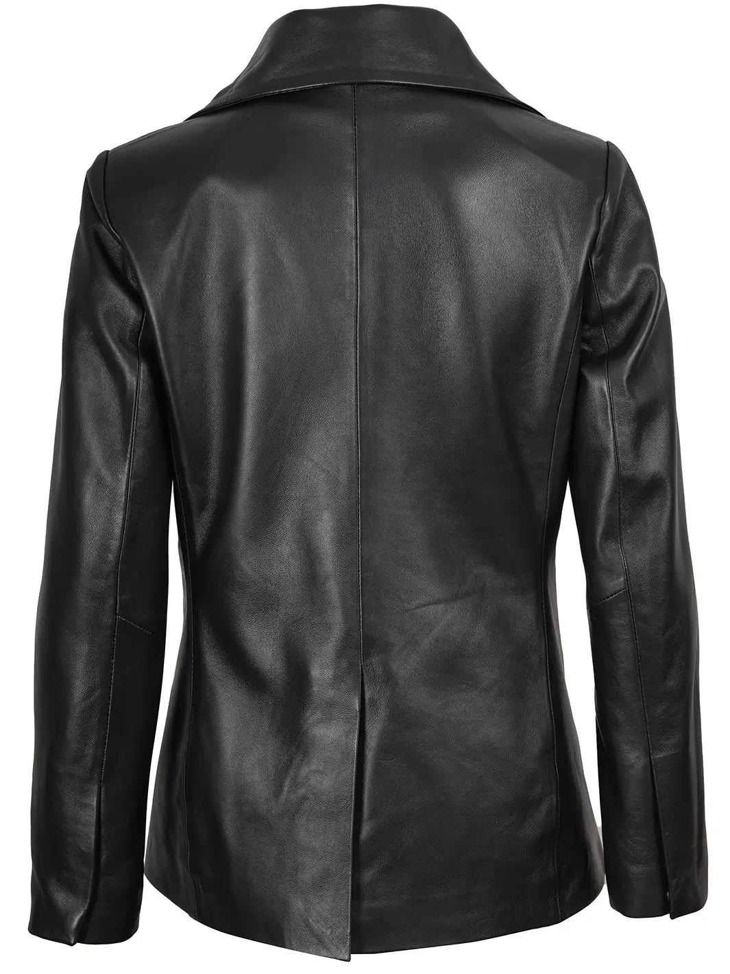 Stylish Women’s Black Double-Breasted Leather Blazer
