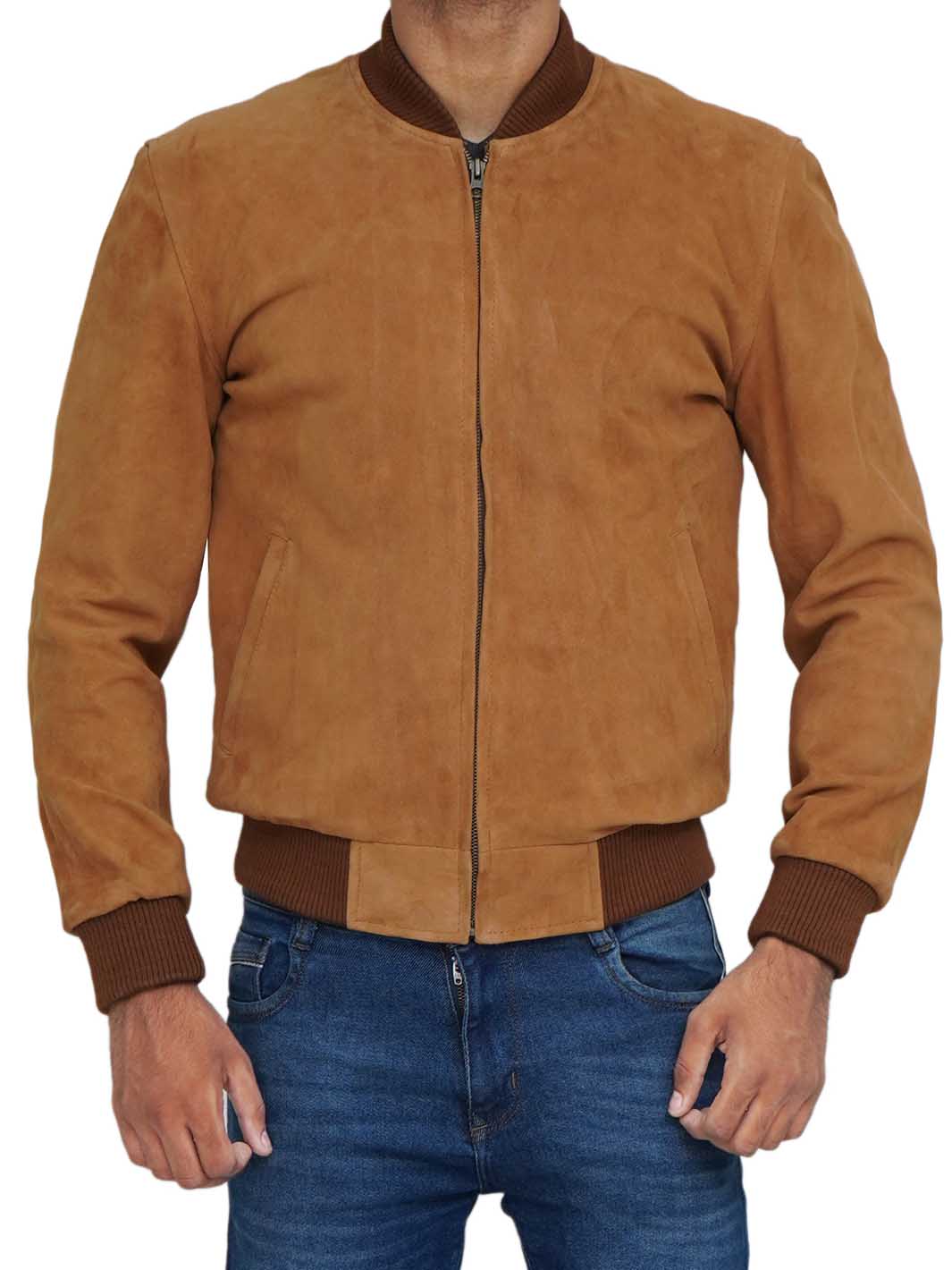 Mens Suede Bomber Leather Jacket